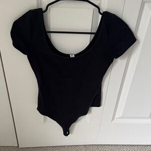bp Black Scoop Neck Short Sleeve Bodysuit